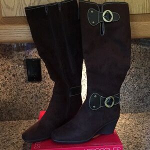Brown Knee-High Boots by Aerosoles. Suede like material. Excellent condition.